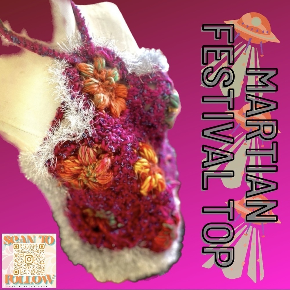 CROCHETED FLORAL FESTIVAL OR SWIM TOP